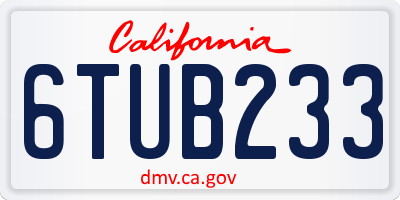 CA license plate 6TUB233