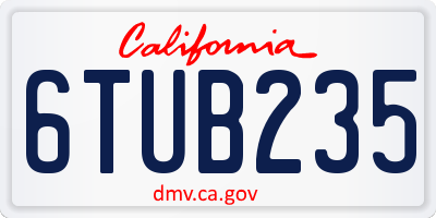 CA license plate 6TUB235