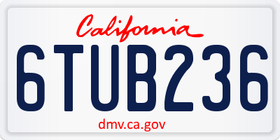 CA license plate 6TUB236