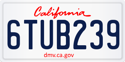 CA license plate 6TUB239