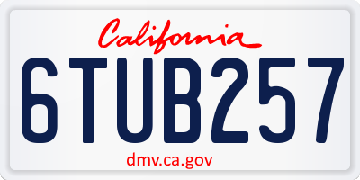 CA license plate 6TUB257