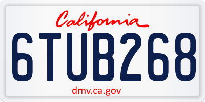 CA license plate 6TUB268