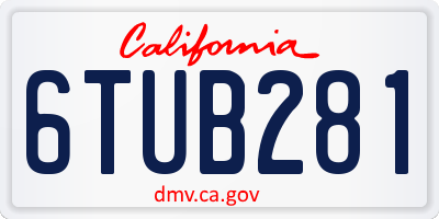 CA license plate 6TUB281