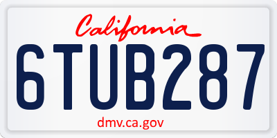 CA license plate 6TUB287