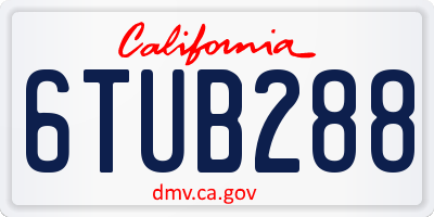 CA license plate 6TUB288