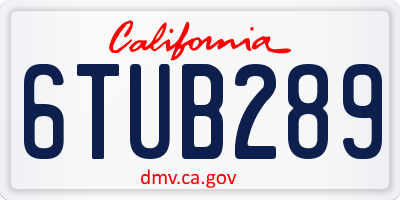 CA license plate 6TUB289