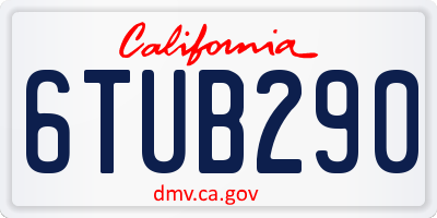 CA license plate 6TUB290
