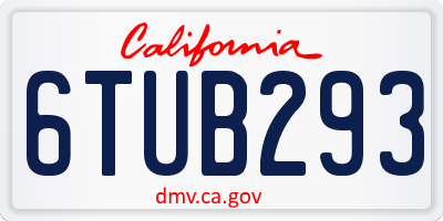 CA license plate 6TUB293