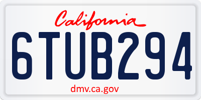 CA license plate 6TUB294