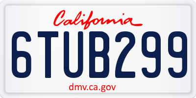 CA license plate 6TUB299