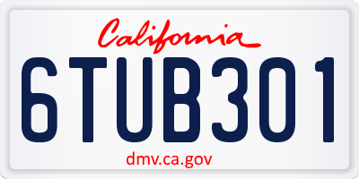 CA license plate 6TUB301