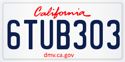 CA license plate 6TUB303