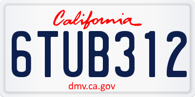 CA license plate 6TUB312