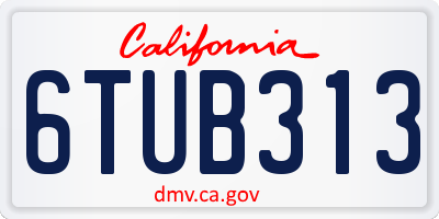 CA license plate 6TUB313