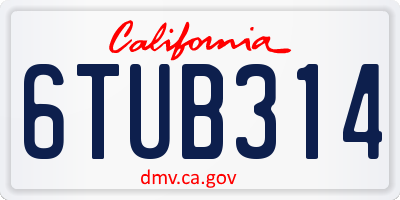 CA license plate 6TUB314