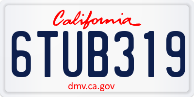 CA license plate 6TUB319