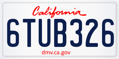 CA license plate 6TUB326