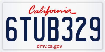 CA license plate 6TUB329