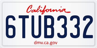 CA license plate 6TUB332