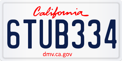 CA license plate 6TUB334