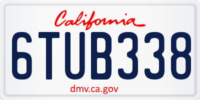 CA license plate 6TUB338