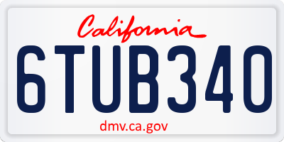CA license plate 6TUB340