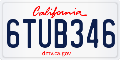 CA license plate 6TUB346