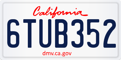 CA license plate 6TUB352