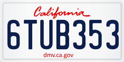 CA license plate 6TUB353