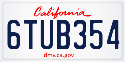 CA license plate 6TUB354