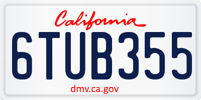 CA license plate 6TUB355