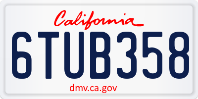 CA license plate 6TUB358