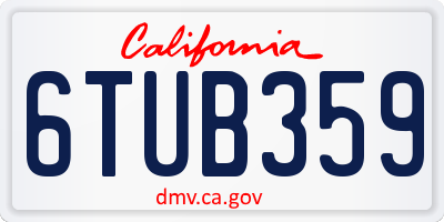 CA license plate 6TUB359