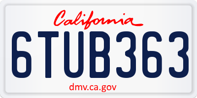 CA license plate 6TUB363