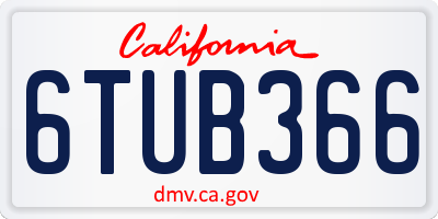 CA license plate 6TUB366