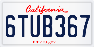 CA license plate 6TUB367