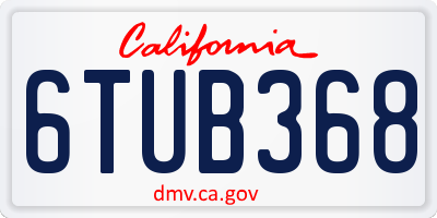 CA license plate 6TUB368