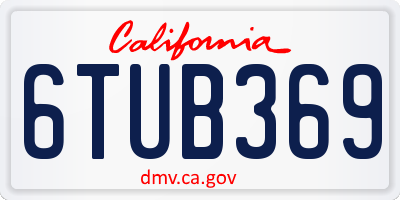 CA license plate 6TUB369