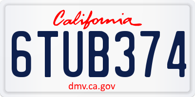 CA license plate 6TUB374