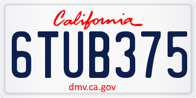 CA license plate 6TUB375