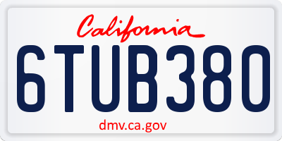 CA license plate 6TUB380