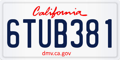 CA license plate 6TUB381