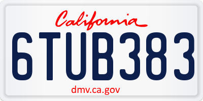 CA license plate 6TUB383