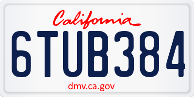 CA license plate 6TUB384