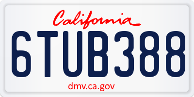 CA license plate 6TUB388
