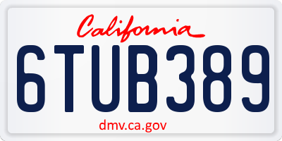 CA license plate 6TUB389