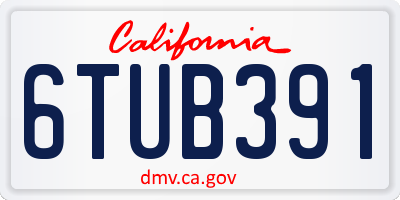 CA license plate 6TUB391
