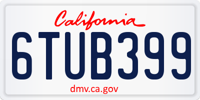 CA license plate 6TUB399