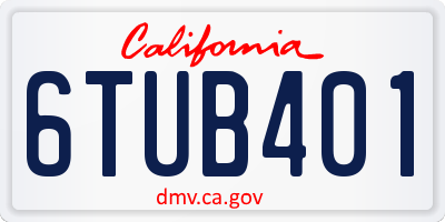 CA license plate 6TUB401
