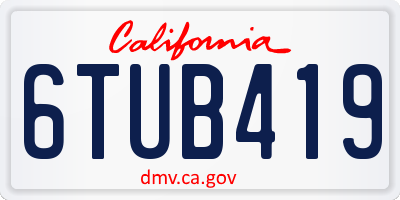 CA license plate 6TUB419
